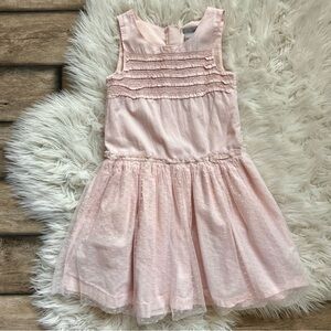 Tahari Pink Pleated Sundress Sleeveless Crew Neck